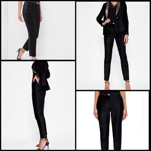 Ted Baker Cowhide Front Panel Mix Media Black Chic Moto Goth Sleek Pants US 4